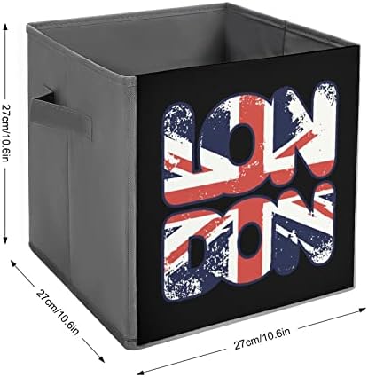 אני אוהב לונדון בריטניה דגל גדול קוביות אחסון פחי מתקפל בד אחסון תיבת ארון מארגני עבור מדפים