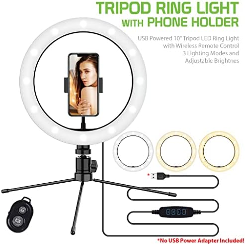 טבעת סלפי בהירה אור תלת צבעוני תואם לגרידת הווידיאו שלך וי 35 אינץ '10 אינץ' עם שלט לשידור חי / איפור/יוטיוב / טיקטוק/וידאו