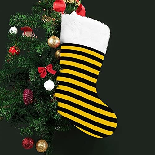 פסים שחורים צהובים דבורים חג המולד תלויים גרב סנטה חמוד גרב לקישוטי עץ חג המולד מתנות קישוטים
