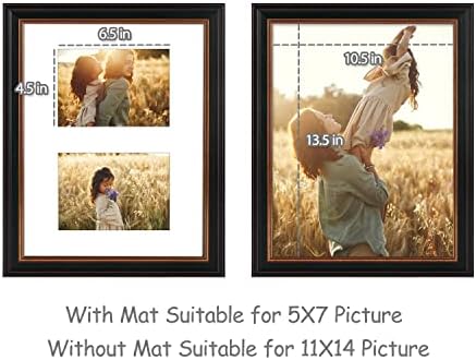 Frametory, 11x14 מסגרת תמונה - לשתי תמונות 5x7, שתי מחצלת לבנה פותחת - תצוגת קיר - נהדר לחתונה, סיום לימודים, צילומי