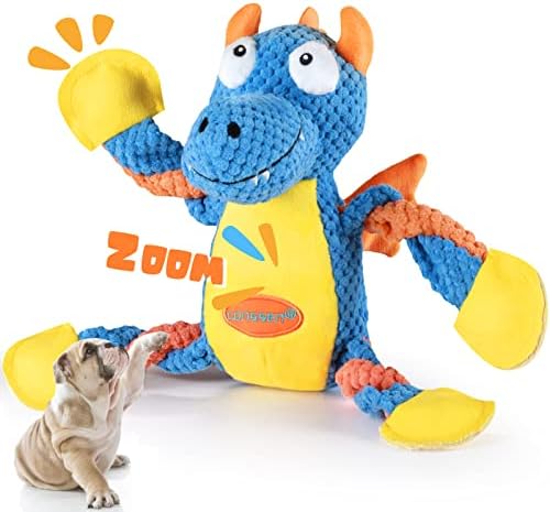 לונסן כלב צועק צעצועי לעיסה - צעצוע ממולא אינטראקטיבי, צעצוע חבל רך עמיד לגור/גזע קטן/בינוני