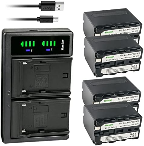 KASTAR 4-PACK NP-F970 סוללה ו- LTD2 מטען USB תואם ל- Z CAM E2-M4 Professional 4K, Z CAM E2-S6 Super 35 6K, Z CAM E2-F6 Full