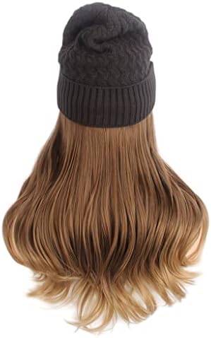 לוקאו סרוג כובע פאה אופנה אירופאי ואמריקאי גבירותיי שיער כובע ארוך מתולתל חום פאה כובע