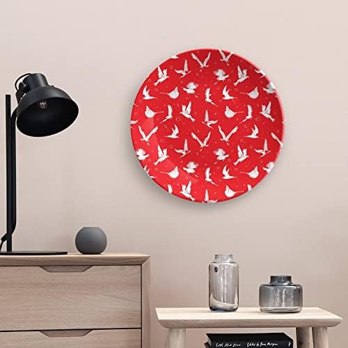 צלחת דקורטיבית דפוסית של ציפורים אדומות עם מעמד עצם סין בהתאמה אישית צלחת ביתית למטבח סלון ביתי
