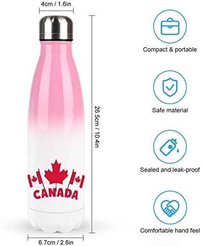 דגלי יום קנדה בקבוק מים מפלדת אל חלד עם מכסה מבודד כוס כוס דליפת ספל נסיעות דליפה