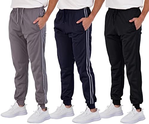 אריזות של Essentials 3: מכנסי טרנינג ג'וג'ר ספורטיביים פעילים לגברים עם כיסים