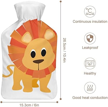 בקבוק מים חמים של אריה עם כיסוי רך לדחיסה חמה וטיפול בקור הקלה בכאב 6 על 10.4 אינץ