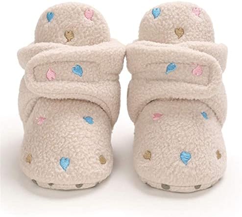 E-FAK יילוד תינוקות נעימים צמר פליס עם גרבי נעלי חורף גרביים סוליות רכות להישאר על תינוקות ראשונות נעלי עריסה