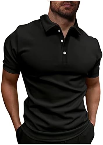חולצות פולו לגברים, חולצות פולו עם צוואר שרירים לגברים בכושר דק חולצות גולף כותנה שרוול ארוך קצר טיז רך