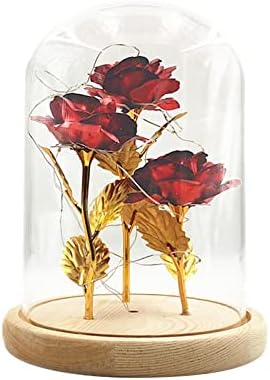 XIOS פסל גן סולארי גנום שלוש ורדים זהב שרדים זכוכית כיסוי זכוכית מנורה ורדים נורות קישוטי קישוטי קישוטים