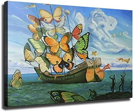 סלבדור דאלי פרפר סירת מפרש ציור סוריאליסטי מופשט אמנות מודרני דקור חדר שינה אסתטיקה מעוררת השראה ציור דקורטיבי קיר