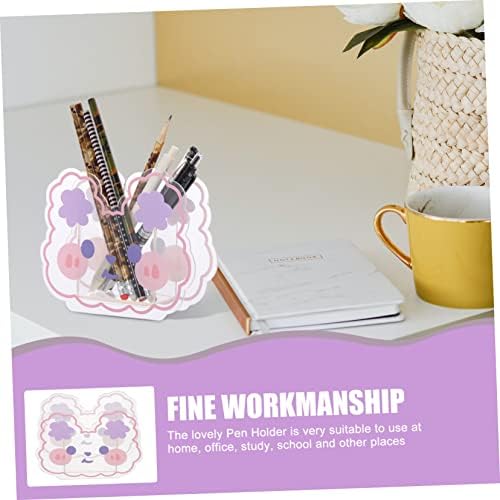 שולחן העבודה של מחזיק איפור אקרילי יכול להיות מקסים פרח בית ספר כוס ורוד כוס עט קריקטורה מצוירת אחסון ברור זבל מכניעת