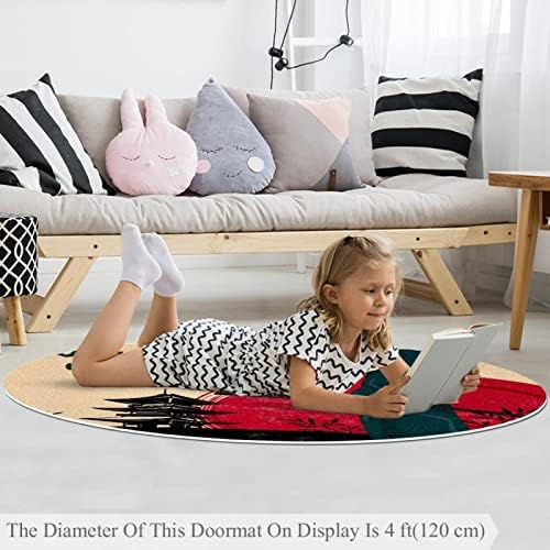 Llnsupply ילדים שטיח 5 רגל שטיחים באזור עגול גדול לבנות בנות תינוקת - לוחם Niaja יפני וינטג