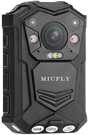Miufly 1296p מצלמת גוף משטרתית עם תצוגה של 2 אינץ ', ראיית לילה, בנויה בזיכרון 128 גרם ו- GPS לאכיפת החוק