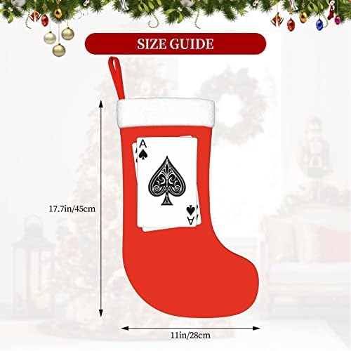 Cutedwarf Poker Ace of Spades גרב חג המולד קישוטי חג חג המולד אח תליה גרב 18 אינץ 'גרביים