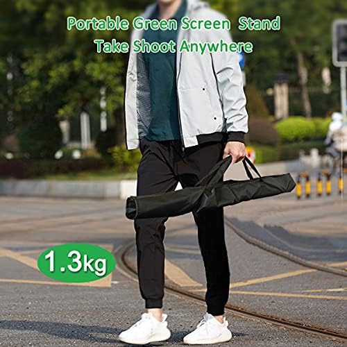הייסלי 6.5 על 9.6 רגל ערכת רקע מסך ירוק עם מעמד תמיכה נייד של 6.5 על 6.5 רגל, מעמד ערכת מסך ירוק עם בד ירוק ו -4 מהדקי