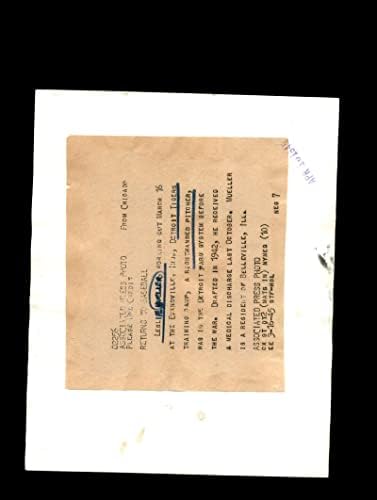 לס מולר חתם 1945 7x9 דטרויט טייגרס צילום מקורי תמונה חתימה