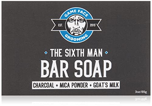 משחק פנים כל סבון הבר הטבעי לגברים-עשוי מסבון חלב עיזים אורגני, פחם, אבקת נציץ וניל - סבון לחות ומרענן באופן טבעי-בעבודת