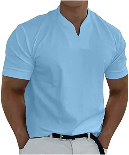 חולצות שרוול קצר לגברים 2023 חולצות קיץ מזדמנים בצבע אחיד עם צווארון חולצת טריקו עסקית של ג ' נטלמן בכושר רזה