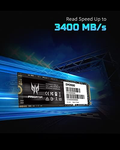 ACER Predator GM3500 512GB NVME SSD - M.2 PCIE GEN3 X 4 ממשק כונן קשיח מצב מוצק פנימי עם מטמון DDR4 DRAM עד 3400 MB/S