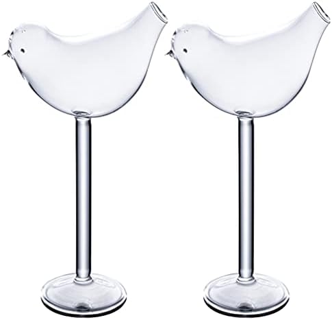 משקפי קוקטייל ציפורים ברורים סט של 2, כוסות יין כוסות קוקטייל בצורת ציפור כוסות שמפניה ייחודיות שותות כלי זכוכית של גביע