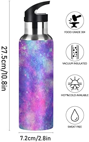 בקבוק מים גלקסי של Alaza עם מכסה קש תרמוס ילדים מבודד בקבוק מים נירוסטה 20 גרם גלקסי