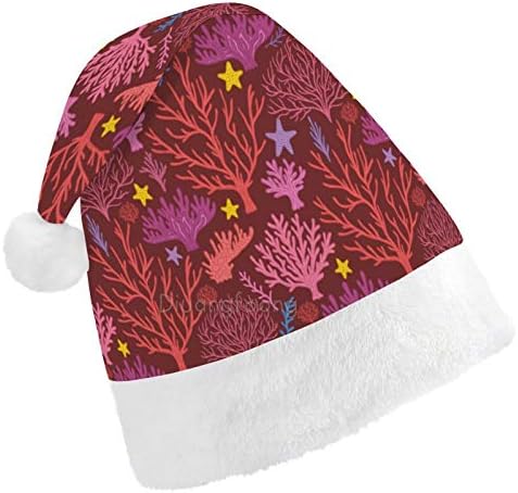 חג המולד סנטה כובע, אוקיינוס אלמוגים חג המולד חג כובע למבוגרים, יוניסקס נוחות חג המולד כובעי לשנה חדשה חגיגי