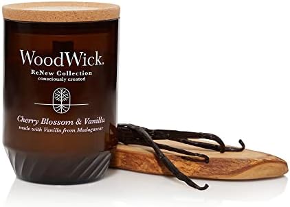 Woodwick® חידוש נר גדול, פריחת דובדבן וניל, 13 גרם.