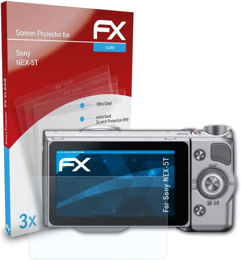 סרט הגנת המסך של Atfolix התואם למגן מסך Sony Nex-5T, סרט מגן אולטרה-ברור FX
