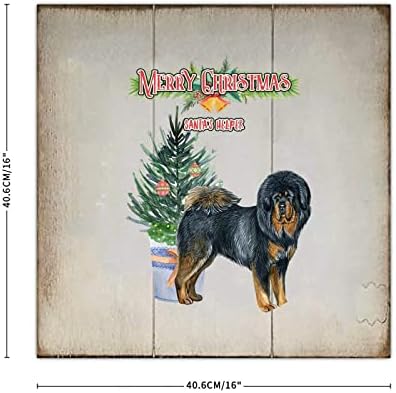 סגנון כפרי מזרן עץ חג המולד מקסים חיות מחמד כלב שמח חג מולד סנטה עזרה חג המולד עץ חג המולד 16x16 אינץ