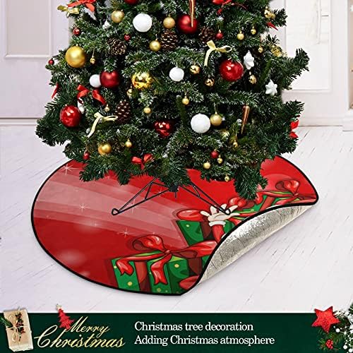 חג המולד המנצנץ סנטה קלאוס מחצלת עץ חג המולד אטום מים עץ עץ מגש שטיח מחצלת מתחת לאביזר עץ חג המולד להגנה על הרצפה אספקת