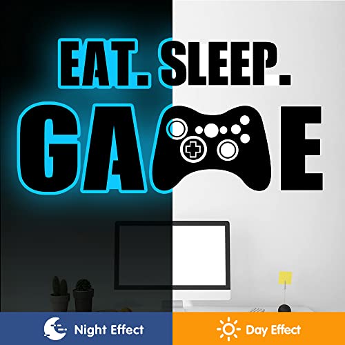 לאכול שינה משחק קיר מדבקות זוהר בחושך גיימר ילד קיר מדבקות ויניל וידאו משחק חדר תפאורה משחקי בקר קיר מדבקות עבור