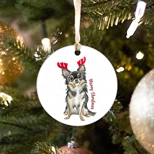 החג שמח כלב קישוט, לחיות מחמד עם קרניים קרמיקה חג המולד קישוטי 3 אינץ, כלב עם קרניים מזכרת, חיות מחמד עם קרניים קישוט