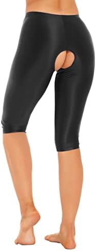 SXIWEI נשים שמן משי משי מבריק מכנסיים קצרים מותניים גבוהים אימון יוגה חותלות קצרות