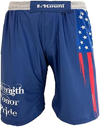 חוזק 5KOUNT, כבוד וגאווה סובלימוס דגל אמריקאי MMA קרב מכנסיים קצרים Muay תאילנדי בוקסר קיקבוקסינג BJJ אימונים קצרים - נוער
