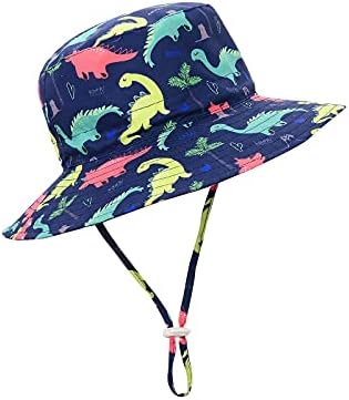 כובע שמש של תינוקות UPF 50+ שמש מגן על פעוט כובע כובע קיץ ילדים כובעי חוף רחבים שוליים כובע משחק חיצוני לבנים בנות דינוזאור