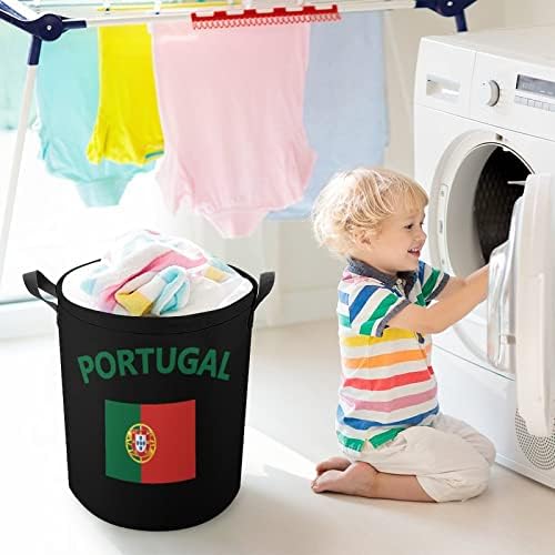 פורטוגל דגל גדול שרוך סל כביסה עמיד למים סל כביסה מתקפל אחסון סל צעצוע ארגונית