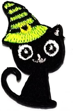 טלאי נדיר מיני שחור שחור ברזל על תפור על מדבקות טלאים מכשפה חתול סרט מצויר סרטים רקומים אפליקציה DIY חולצה כובעי כובעי תיקים