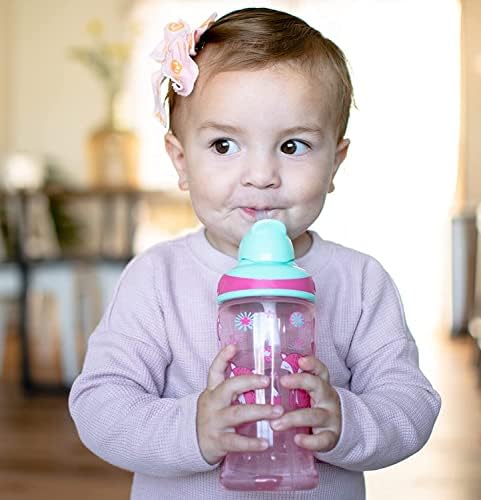נובי צמאה ילדים ללא דפדף-פילפ-זה מודפס כוס דחיפה עם קש רך דק-12oz, 18+ חודשים,