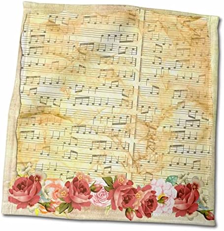 פרחי קפיץ 3 דרוזים - תמונה של גיליון מוזיקה בסגנון וינטג 'עם ורדים - מגבות
