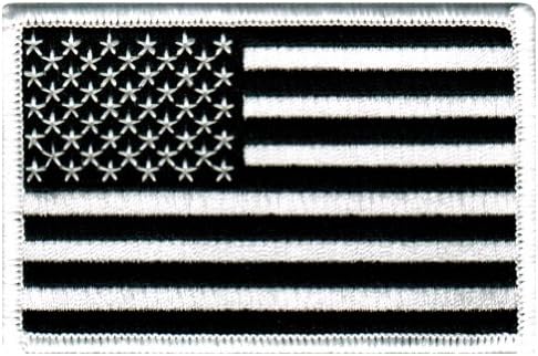 דגל אמריקאי טלאי רקום בשחור לבן ארצות הברית של אמריקה סמל אחיד צבאי מאופק