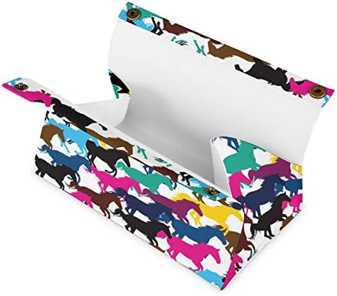 מכסה קופסת רקמות סוס צבעוני מחזיק קופסת עור רקמות מלבנית מארגן נייר מקרים מלבני