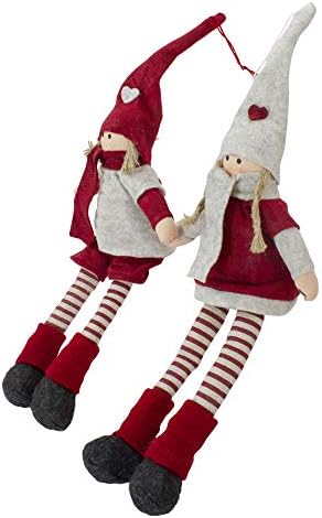 סט נורת'לייט של 2 נער ונערה בצבע בז 'יושב קישוטים לבובה חג המולד 19