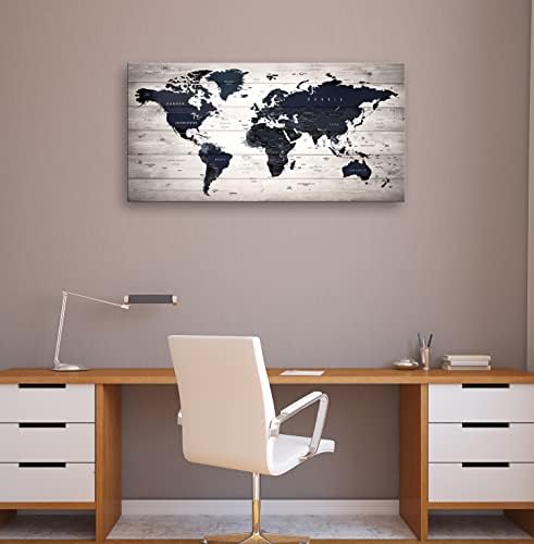מפת עולם קיר אמנות בד הדפסת פוסטר בציר תמונות ציור ימי משרד דקור-1 פנלים גדול מודרני ממוסגר קיר אמנות מפה של העולם בד קיר