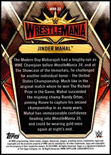 Road Topps לשנת 2019 ל- WrestleMania WrestleMania 35 סגל WM-22 Jinder Mahal WWE כרטיס מסחר בהיאבקות