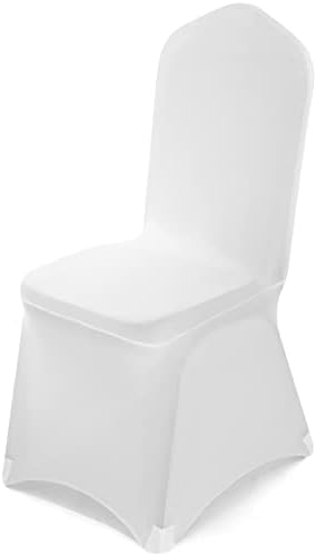 כיסויים בכיסא לבן של 100 חבילות - כיסוי כיסאות כיסא סטרץ 'פוליאסטר כיסוי כיסויים לכיסא מפלגת חתונות, מסיבות,