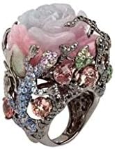 מעדן יהלומי טבעת נשים טבעות גודל 7 יוקרה עלה עם יהלומי טבעת מוגזמת תכשיטי בציר טבעות סט