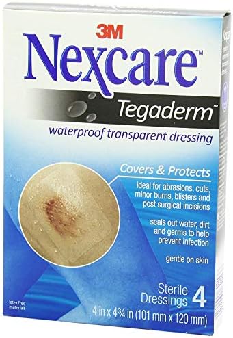 Nexcare Tegaderm תחבושות שקופות 4 אינץ 'x 4-3/4 אינץ' 4 כל אחד