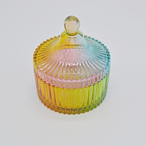 Sivilady יוקרה קופסת ממתקים זכוכית צבעונית עם קופסאות תכשיטים מכסה מאחסון ממתקים צנצנת צנצנת צנצנת צנצנת