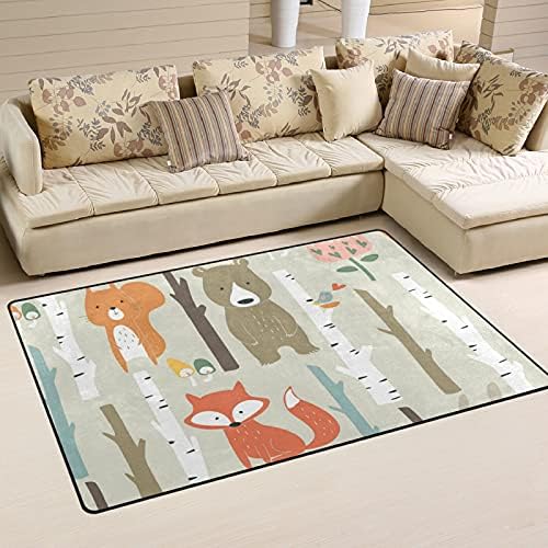 יער שועל דובי ארנב שטיחים גדולים של שטיחי שטיחים משתלת שטיח פליימאט לילדים משחק חדר שינה חדר סלון 31x20 אינץ ', שטיח תפאורה